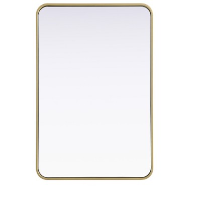 Elegant Lighting Contour Metal Rectangle Mirror 24x36 in Brass
