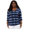 Agnes Orinda Women's Plus Size Tie Dye 3/4 Sleeve Side Slit V Neck Trendy Spring Tops - 3 of 4