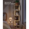 5-Tier Corner Shelf Stand, Boho Corner Bookshelf with Polyrattan Sides, Plant Stand for Living Room Bedroom Study Kitchen, Oak Beige - 2 of 4