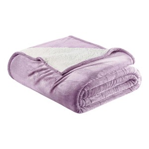 Velvet Plush Blanket with Faux Shearling Reverse - Great Bay Home - 1 of 4