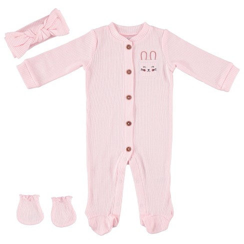 Adorable Baby Girls' Cotton Footed Sleep and Play Set