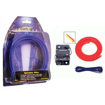 Metra MLAK4-20 100 Amp Breaker 4GA Tinned Pure Copper 20 foot Marine Wiring Kit with 14GA Matte Blue 15ft Tinned Oxygen-Free Copper Speaker Wire
