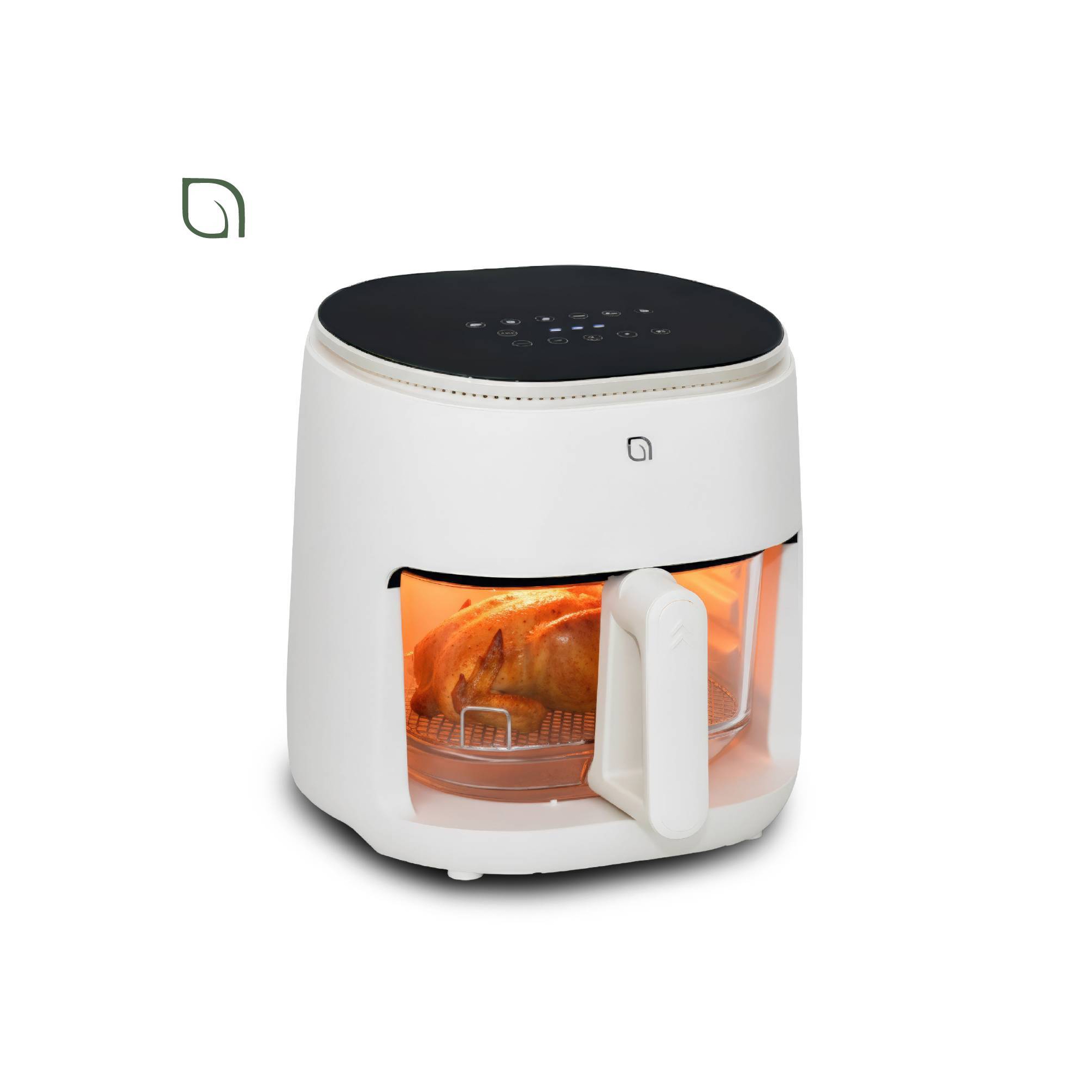Willow Kitchen 5qt Glass Air Fryer Non Toxic with Digital Precision Touch Screen & 5 Cooking Presets 1500W White