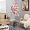 Nearly Natural 6-ft Cherry Blossom Artificial Tree in Ribbed Metal Planter - image 4 of 4