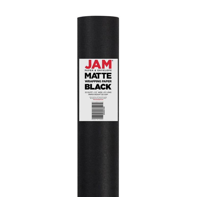 JAM PAPER Black Matte Gift Wrapping Paper Rolls - 2 packs of 25 Sq. Ft., 4 of 9