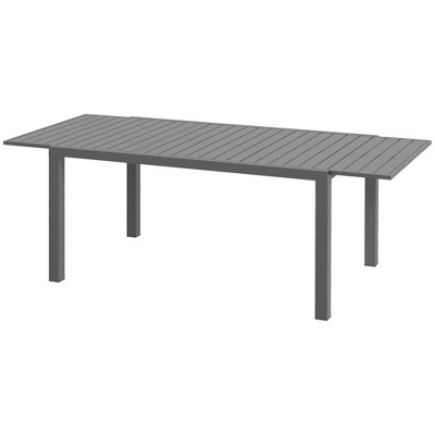 Charcoal Gray Aluminum Expandable Outdoor Dining Table for 6-8