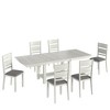 VECELO Rustic 7-Piece Extendable Dining Table Set for 6, Rubber Wood Table and 6 Armless Upholstered Dining Chairs, Gray - 2 of 4