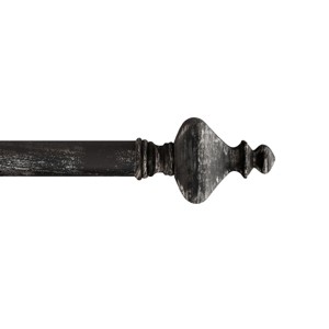 Hastings Home 1-inch Curtain Rod with Decorative Modern Turned Finials & Hardware, Black - 1 of 4