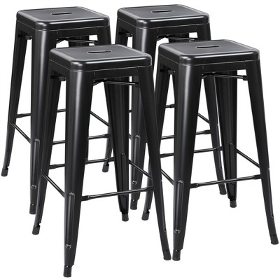 Yaheetech Set of 4 Metal Backless Counter Height Bar Stools Stackable Chairs