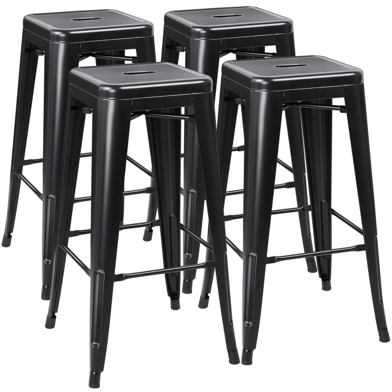 Yaheetech Set of 4 Metal Backless Counter Height Bar Stools Stackable Chairs, 1 of 9