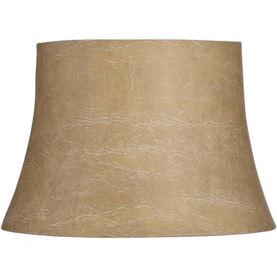 Springcrest Faux Leather Medium Drum Lamp Shade 12" Top x 16" Bottom x 11" Slant (Spider) Replacement with Harp and Finial