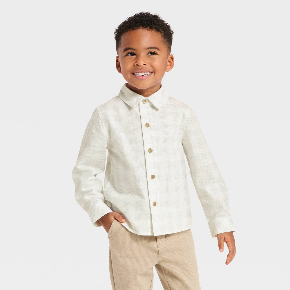 Toddler Boys' Easter Plaid Long Sleeve Shirt - Cat & Jack™ Blue 4T