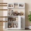 67" Tall Kitchen Hutch Storage Cabinet, Farmhosue Coffee Bar Cabinet with 3 Drawers and LED Lights, Freestanding Food Pantry Cabinet with Countertop - 4 of 4