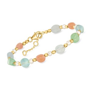 Ross-Simons 10.00 ct. t.w. Multi-Gemstone Bead Bracelet in 18kt Gold Over Sterling Size 7 - 1 of 3