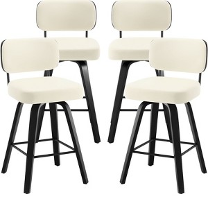 Bekrvio Swivel Bar Height Stools, 26" Faux Leather Upholstered Barstools with Back - Black Wood Frame, Tall Kitchen Counter Bar Stools - 1 of 4