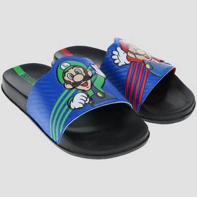 Super Mario Nintendo Sandals, Mario And Luigi Mismatch Slide Sandal ...