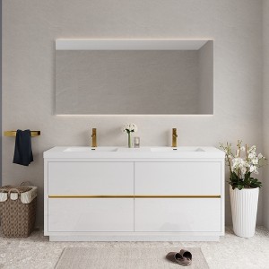 Whisen Freestanding Bathroom Vanity with Stone Resin Sink, U-Shaped Interior, 2 Soft-Close Drawers, Pre-Assembled Cabinet - 1 of 4