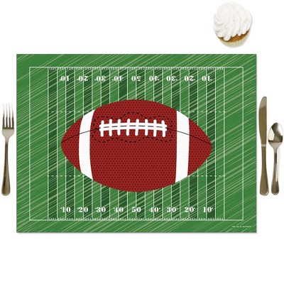 Big Dot of Happiness End Zone - Football - Party Table Decorations - Baby Shower or Birthday Party Placemats - Set of 16