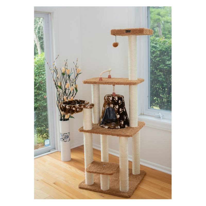 Armarkat Brown Carpet Real Wood Cat Furniture, Pressed Wood Kitty Tower, A6403, 3 of 10