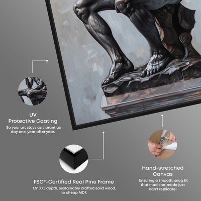 Notori Art Notoriart Ebony Statue In Thought Framed Style 1 Piece Canvas Wall Art