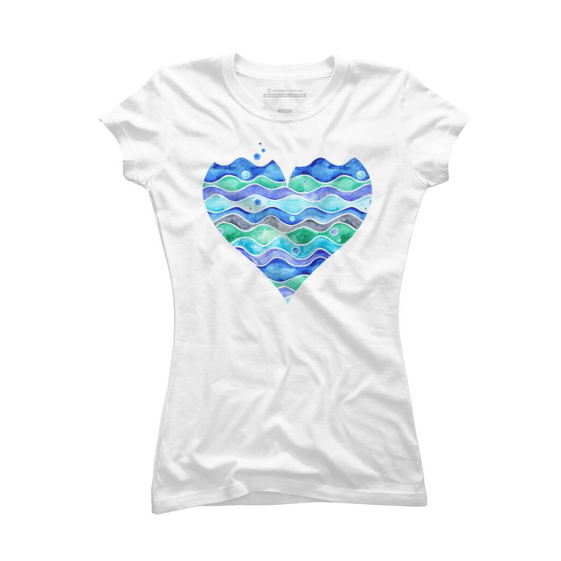 Junior's Design By Humans A Sea of Love (white) By Timone T-Shirt, 1 of 4