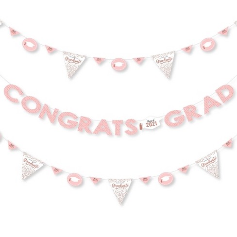 Big Dot Of Happiness Rose Gold Grad 21 Graduation Party Letter Banner Decoration 36 Banner Cutouts And Congrats Grad Banner Letters Target