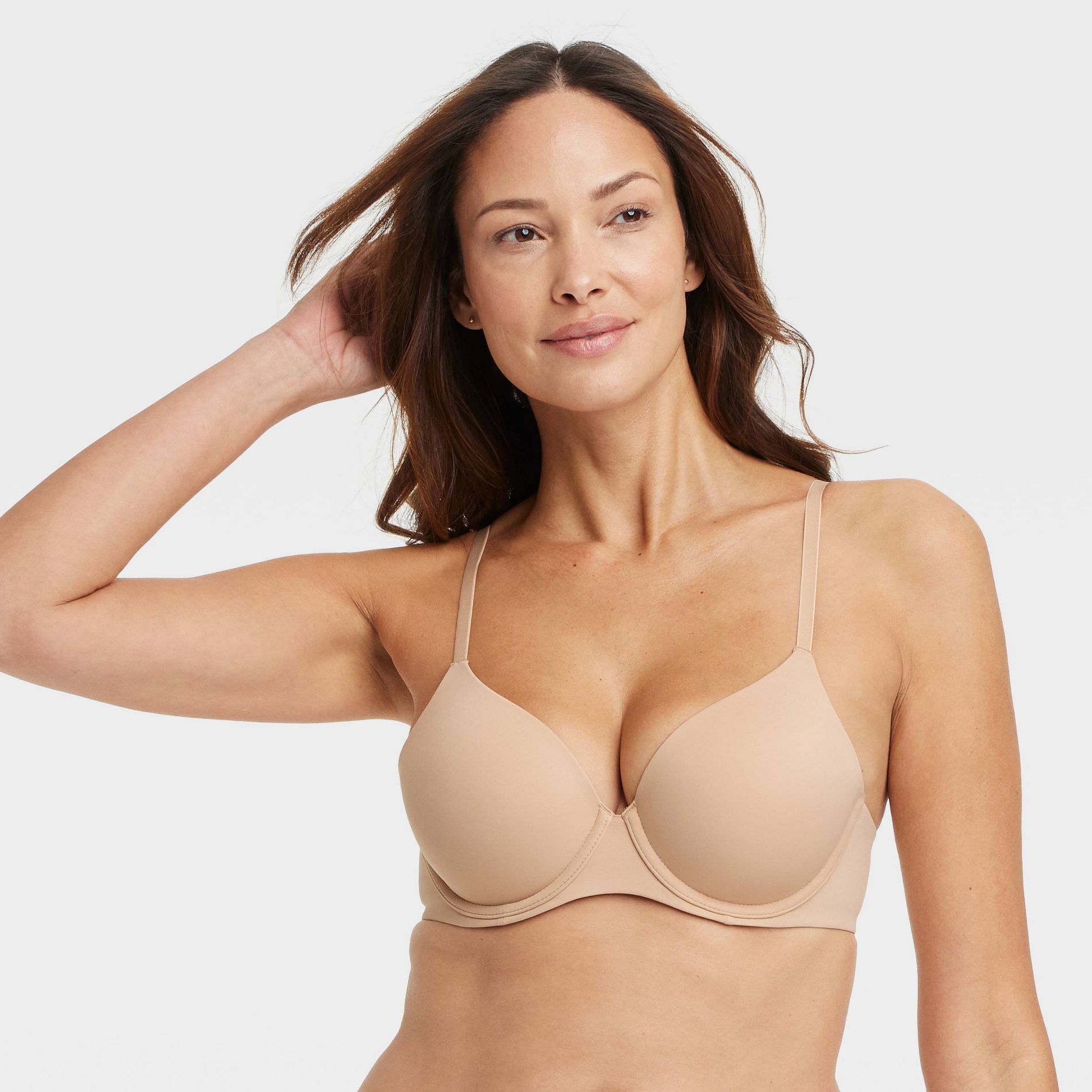Women's Lightly Lined Full Coverage Bra - Auden™ Pearl Tan 38C: Nylon Spandex Blend, Adjustable Straps, Molded Underwire