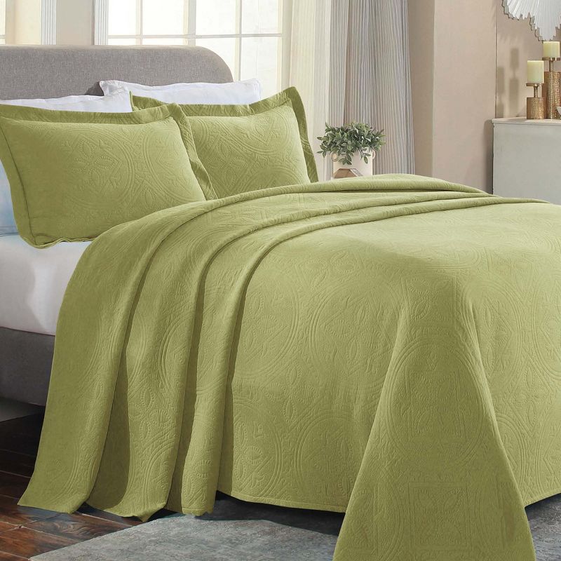 Celtic Textured Jacquard Matelass Scalloped Bedspread Set by Blue Nile Mills, 4 of 8