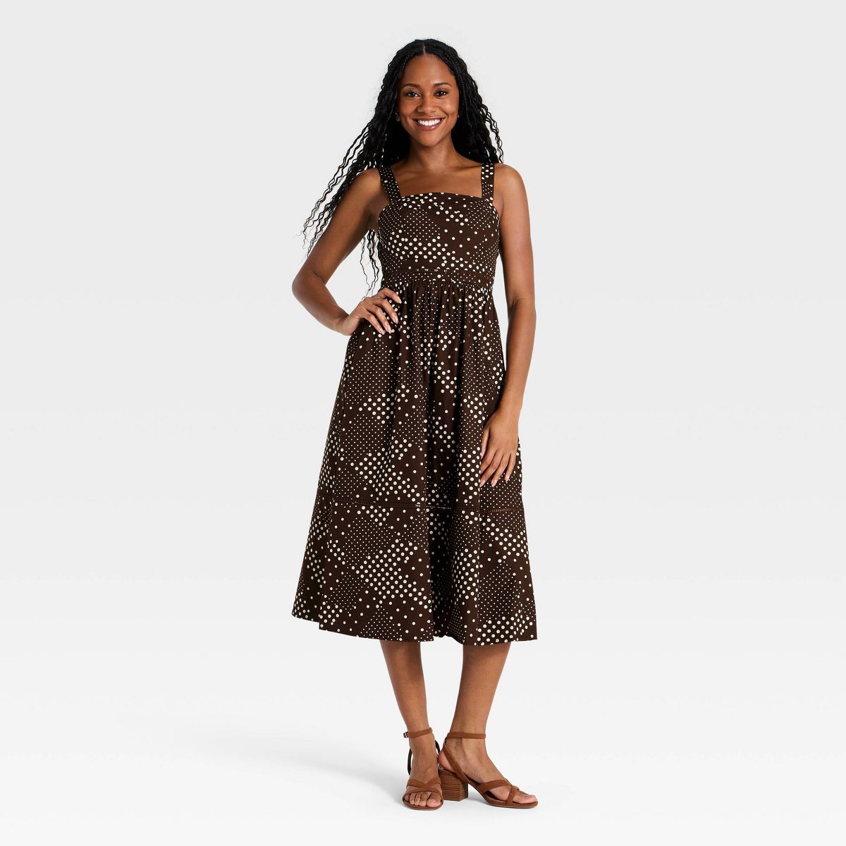Women's Smocked Poplin Midi Dress - A New Day™
