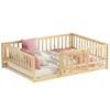 CAVINAS Twin/Full Size Bed Frame with Heightened Fence & Door,Montessori Wood Floor Bed for Kids Room,Bedroom - 4 of 4