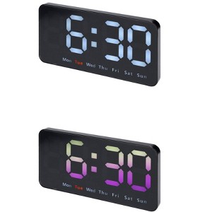 REGALWOVEN 2 Pcs Plastic Digital Dimmable Big Numbers Display Table Clock 8.3 x 4.3 x 1.2 Inches - 1 of 4