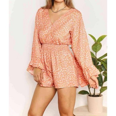 Women's Vibrant Print Surplice Romper - Double Take
