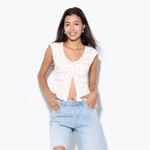 Women's Mini Cap Sleeve Ruched V-Neck Top - Wild Fable™ - 1 of 3
