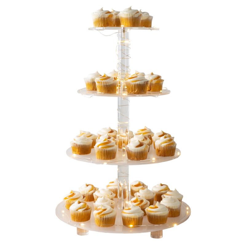 4-Tier Cupcake Stand - Round Acrylic Display Stand with LED Lights for Birthday, Tea Party, or Wedding Dessert Tables by Great Northern Party, 1 of 12