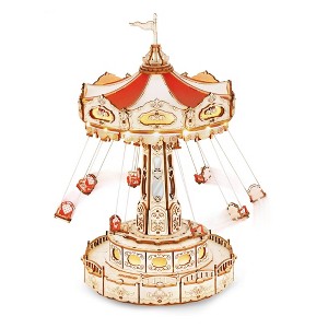 Hands Craft Electro Mechanical Wooden Puzzle Swing Ride: 3D Miniature Kit, Craft Activity, Requires 3 AAA Batteries - 1 of 3