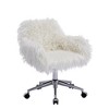 Makeup Vanity Chair Home Office Chair Fluffy Chair With Silver Chrome Castors Modern Faux Fur Arm Chair Accent Chair - 4 of 4