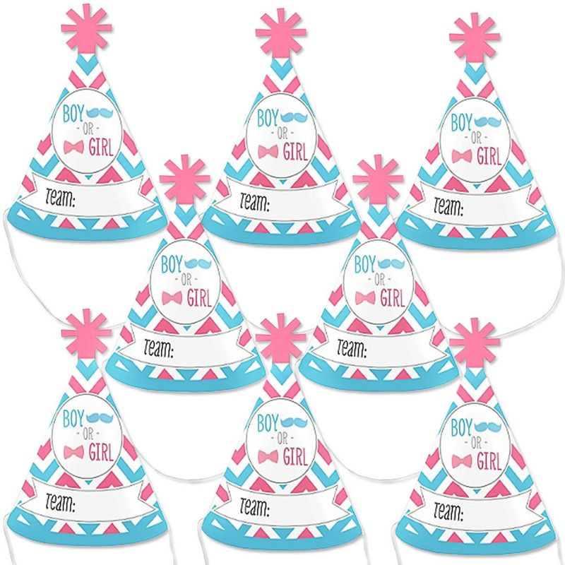 Big Dot of Happiness Chevron Gender Reveal - Mini Cone Gender Reveal Party Hats - Small Little Party Hats - Set of 8, 1 of 8