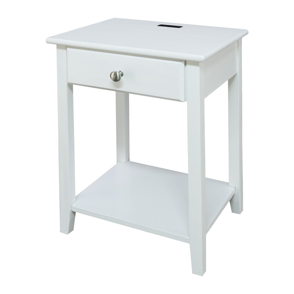 Photos - Storage Сabinet 24.5" Nightstand with USB Port White - Flora Home