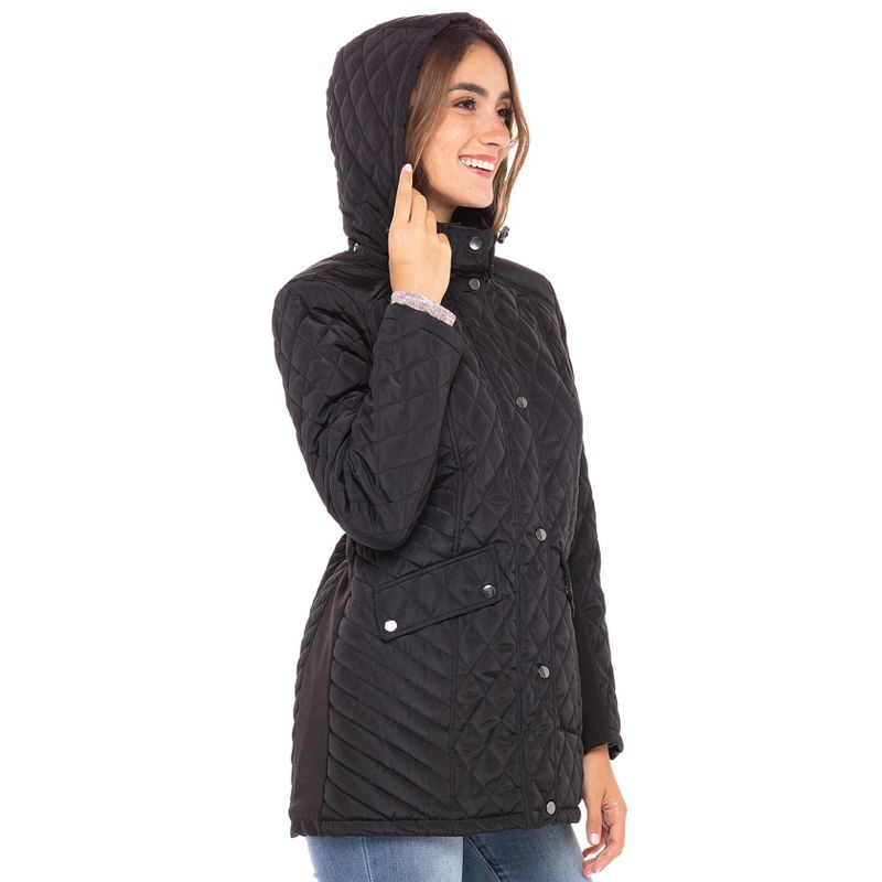 Sebby Collection Women's Quilted Jacket with Detachable Hood , 3 of 7