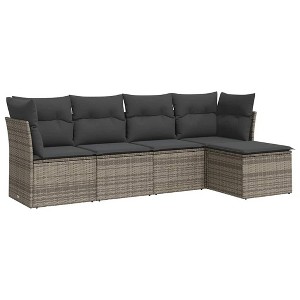 vidaXL 5 Piece Patio Sofa Set with Cushions - Gray Without Table - 1 of 4