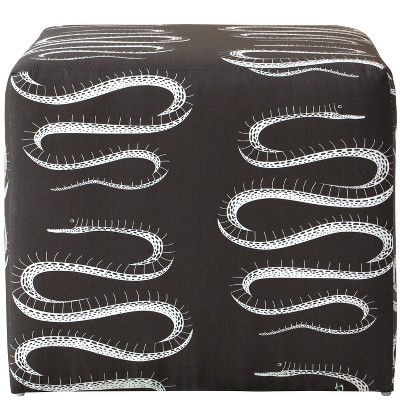 Cube Ottoman in Snake Climb Black/White - Skyline Furniture