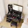 Vanity Desk With Mirror and LED Lights, 36-Inch Makeup Vanity Desk, Power Outlet, USB Ports, Hair Dryer Rack, Stool, 3 Color Adjustable Light - 3 of 4