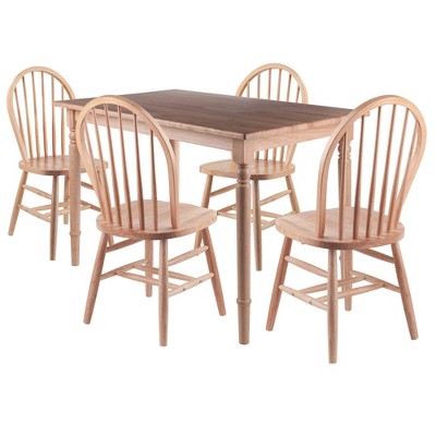 5pc Ravenna Dining Table with Windsor Chairs Natural - Winsome