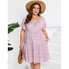 Plus Size Sundress with Short Sleeve Square Neck Ruffled Dress Smokced Wasit Tiered Dress Plus Size Peasant Dress Floral Prairie Dress - 3 of 4