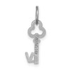 Black Bow Jewelry 14k White Gold, Hannah Collection, Mini Initial V Shamrock Key Charm - 3 of 4