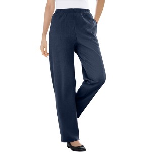 Woman Within Plus Size Tall 7-Day Knit Ribbed Straight Leg Pant - 1 of 4