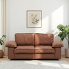 78.74" Brown Faux Leather 2-Seater Storage Sofa with Hidden Compartment - 2 of 4