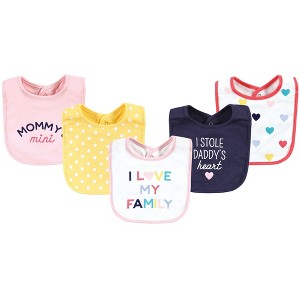 Hudson Baby Infant Girls Cotton Bibs, Girl Bold Family, One Size - 1 of 4