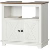 kleankin Modern Farmhouse Bathroom Sink Cabinet, Pedestal Sink Storage Cabinet with Double Doors and Storage Shelves, White - 4 of 4