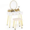 Costway Industrial Vanity Makeup Dressing Table Padded Stool Set 3-Color Lighted Mirror - 2 of 4